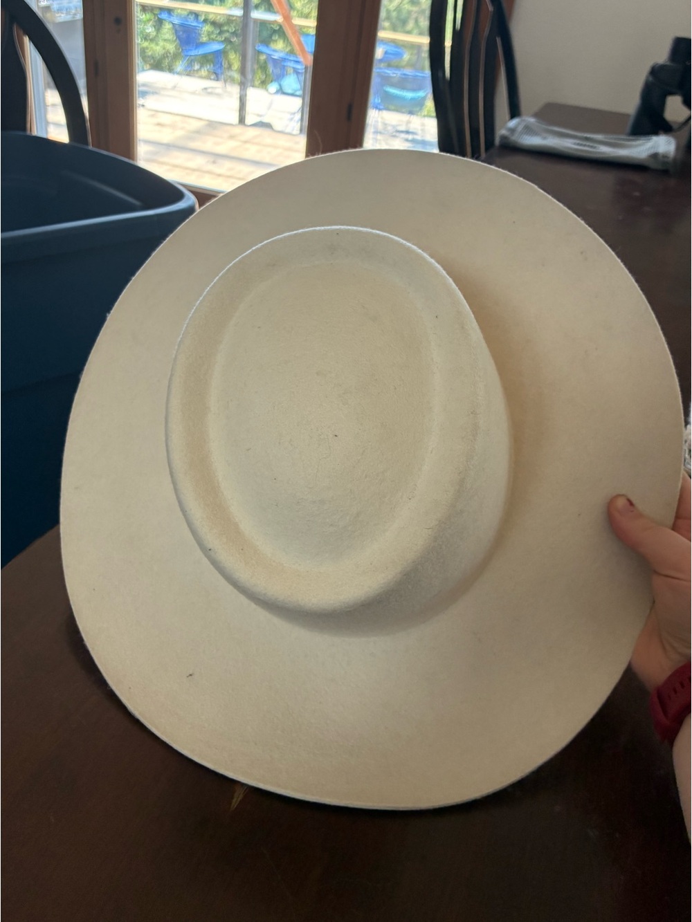Cream Felt Wide-Brim Hat - Unbranded